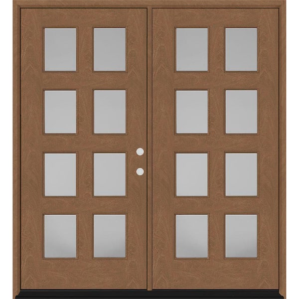 Regency 72 in. x 80 in. 8L Modern Clear Glass LHIS Autumn Wheat Stained Fiberglass Double Prehung Front Door w/6 in.Jamb
