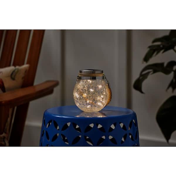 Lantern 5.12 in. x 4.72 in. Clear Glass Lantern with 20 Count Light String