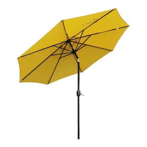 UV Resistant 9 ft. Aluminum Market Umbrella Solar Tilt Half Patio Umbrella in Yellow