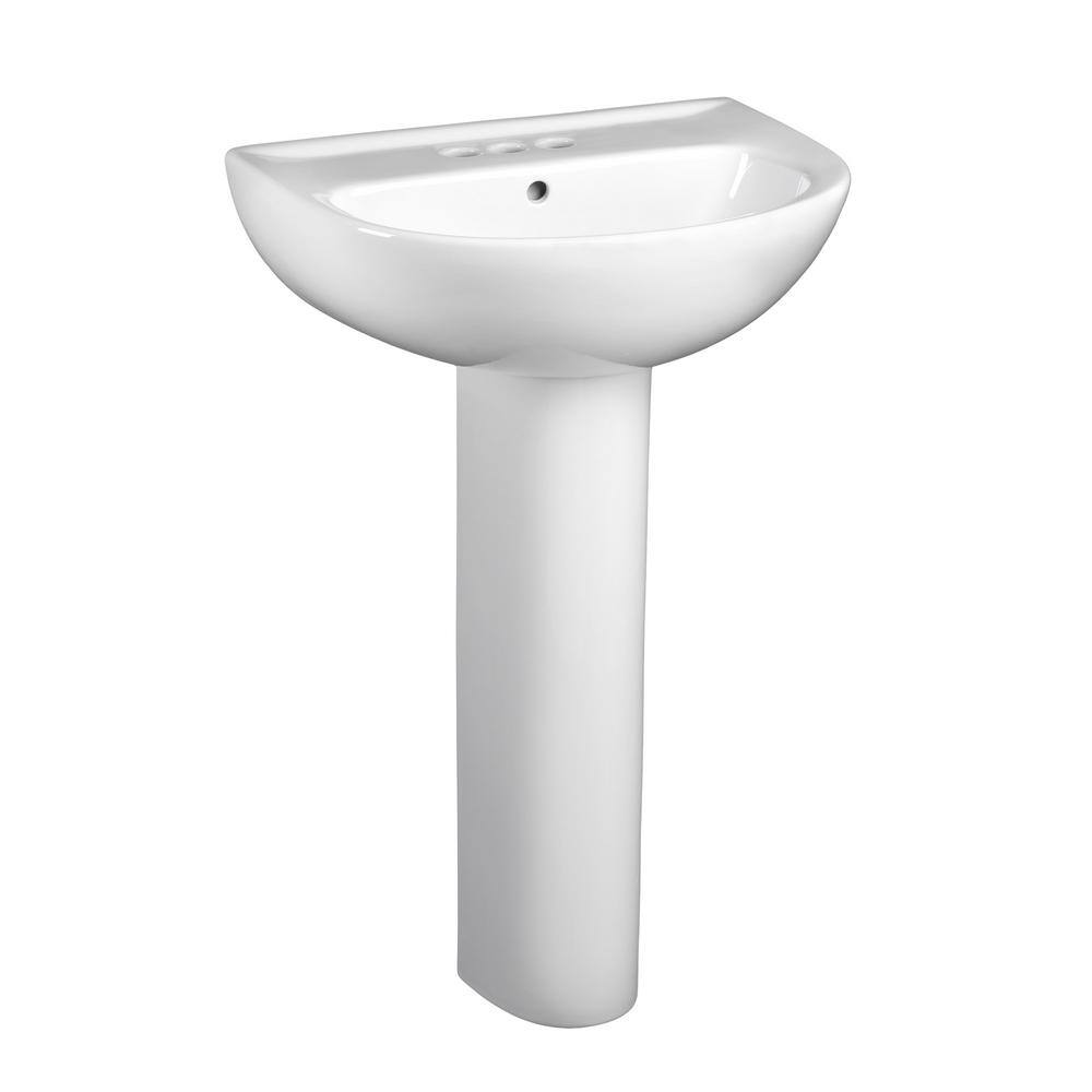 American Standard Evolution Pedestal Combo Bathroom Sink With 4 In Centers In White 0468400020 The Home Depot