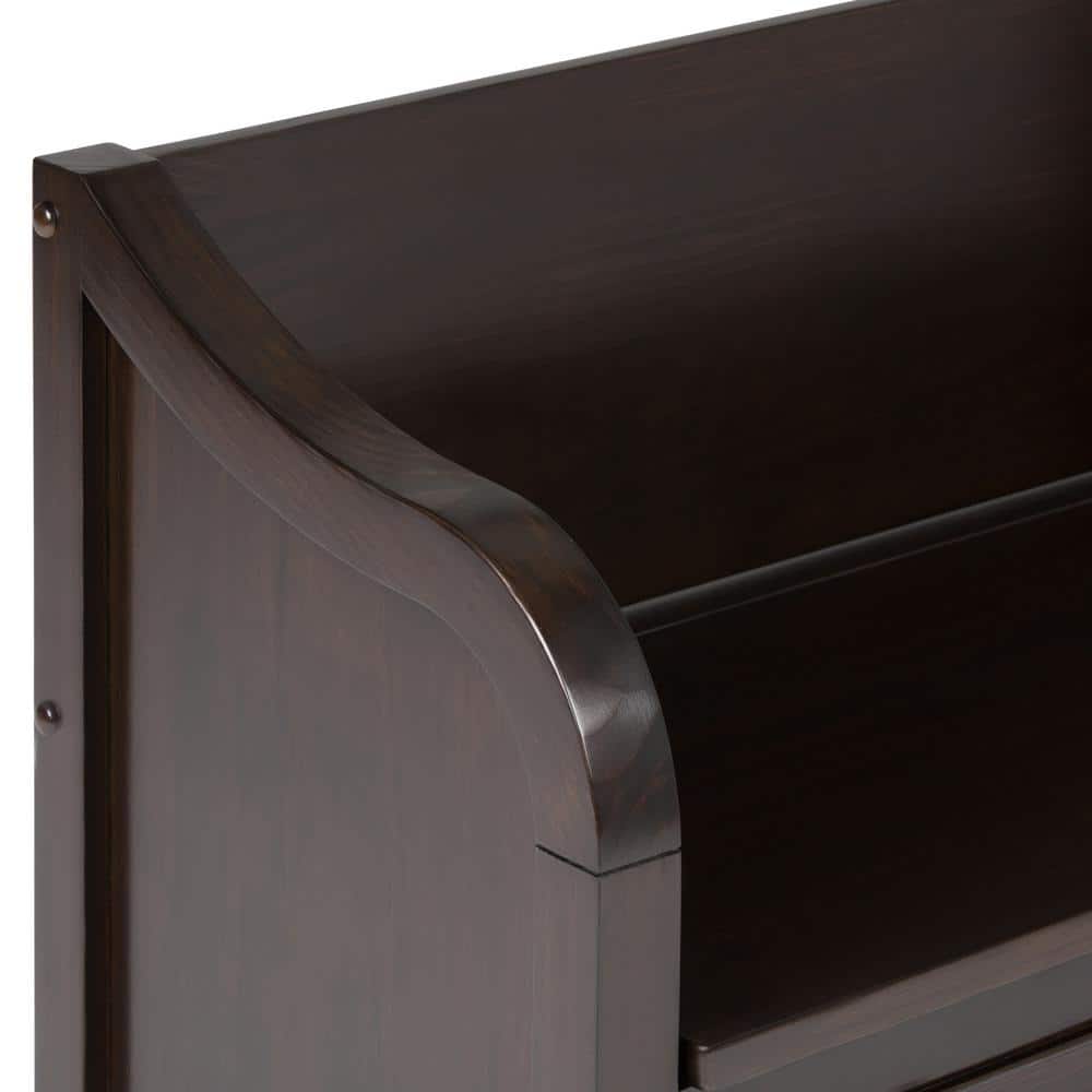 Connaught Dark Chestnut Brown Solid Wood Storage Bench