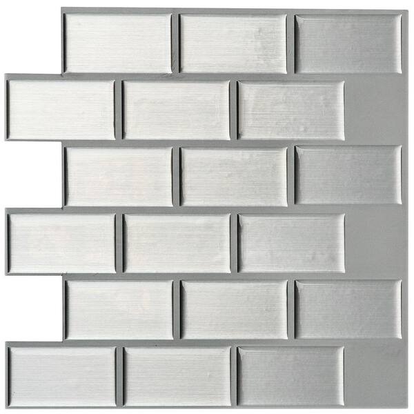 Instant Mosaic 12 in. x 12 in. Peel and Stick Mosaic Decorative Wall Tile in Silver Metallic (6-Pack)