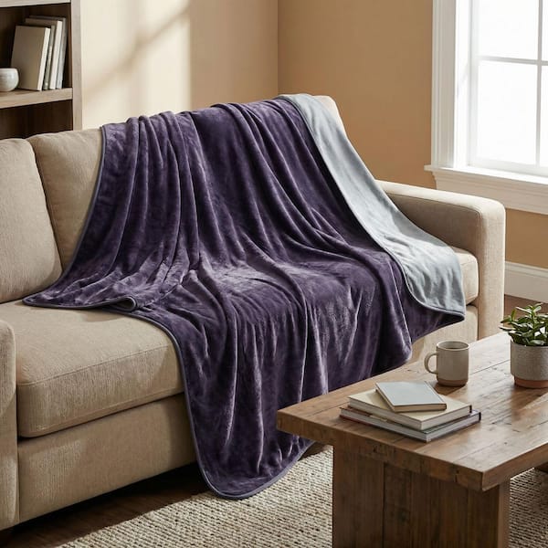 Lavish Home Purple 80x80 Waterproof Blanket King-Size - Throw