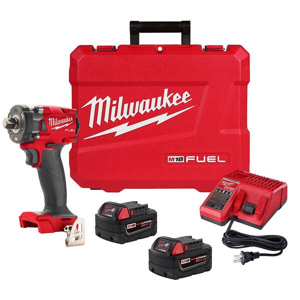 Milwaukee M18 FUEL GEN-3 18V Lithium-Ion Brushless Cordless 1/2 in. Compact  Impact Wrench with Friction Ring Kit 2855-22 - The Home Depot
