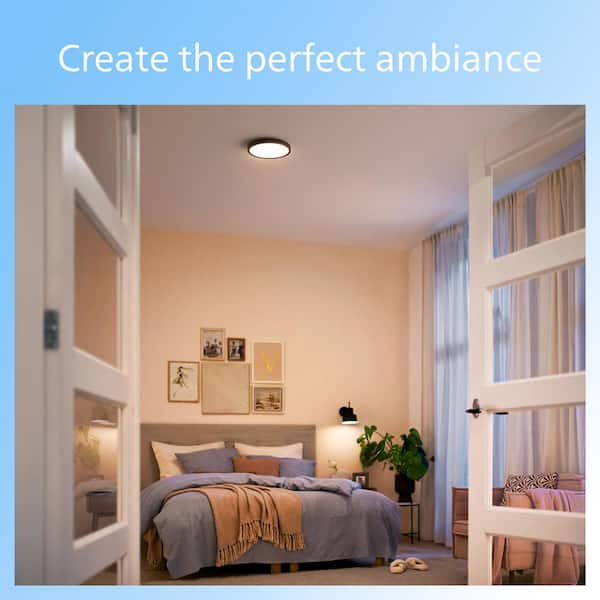 Black 11.8 in.Integrated LED SuperSlim Flush Mount Bright White 3000K (2-Pack)