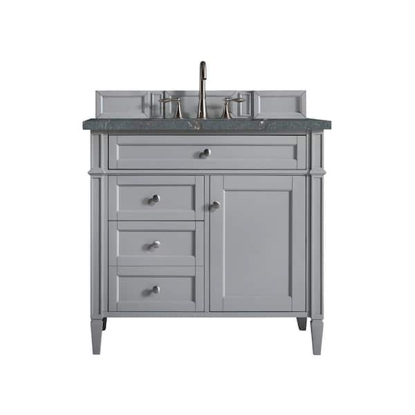 James Martin Vanities Brittany 36.0 in. W x 23.5 in. D x 34.0 in. H Bathroom Vanity in Urban Gray with Parisien Bleu Silestone Quartz Top