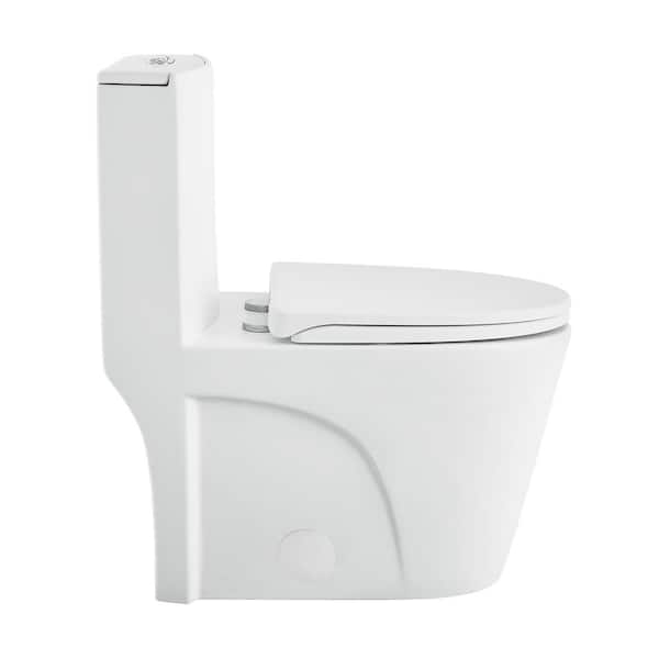 One-Piece 1.6 GPF Dual Flush Elongated Toilet in White, Seat Included  YTW124377192 - The Home Depot