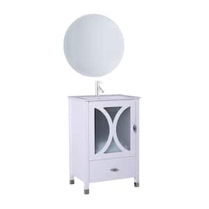 Modica 24 in. W x 18 in. Bath Vanity in White with Ceramic Vanity Top in White with White Basin and Mirror