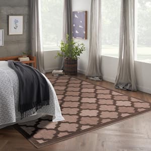 Easy Care Brown 9 ft. x 12 ft. Trellis Contemporary Area Rug