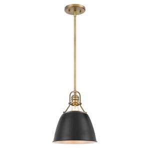 Helmut 10 in. x 10 in. x 12 in. 1-Light Vintage Brass Black Shade Pendant