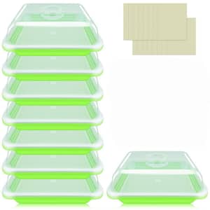 8-Pack Seed Sprouter Trays with Lids and Germinating Paper for Wheatgrass, Soil-Free Cultivation Germination Tray