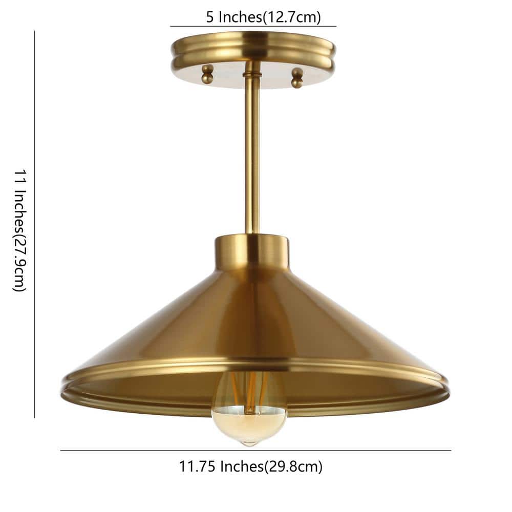 Cisco 11.75" Brass Gold LED Farmhouse Drum Ceiling Light