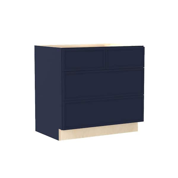 Franklin 36 in. W x 24 in. D x 34.5 in. H Assembled Plywood Cooktop Base Kitchen Cabinet in Vessel Blue with Soft Close
