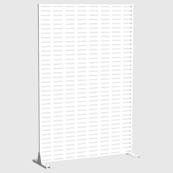 Unbranded 72 in. x 47 in. Outdoor Galvanized Metal Privacy Screen Garden Fence in Lattice Pattern in White