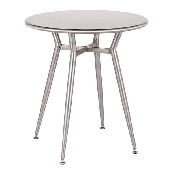Lumisource Clara Round Brushed Silver Metal Dinette Table