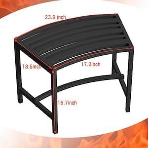 Outdoor Fire Pit Seating, Coated Black Metal Outdoor Stool Bench, Metal Curved Fire Pit Bench Set of 4, Steel Backless