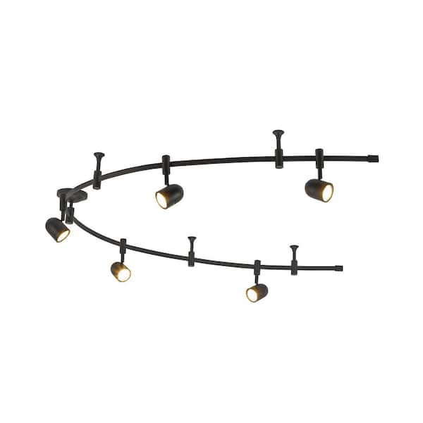 Cresswell 8 ft. Bronze 5-Light LED Flex Track Lighting Kit with Metal Shades