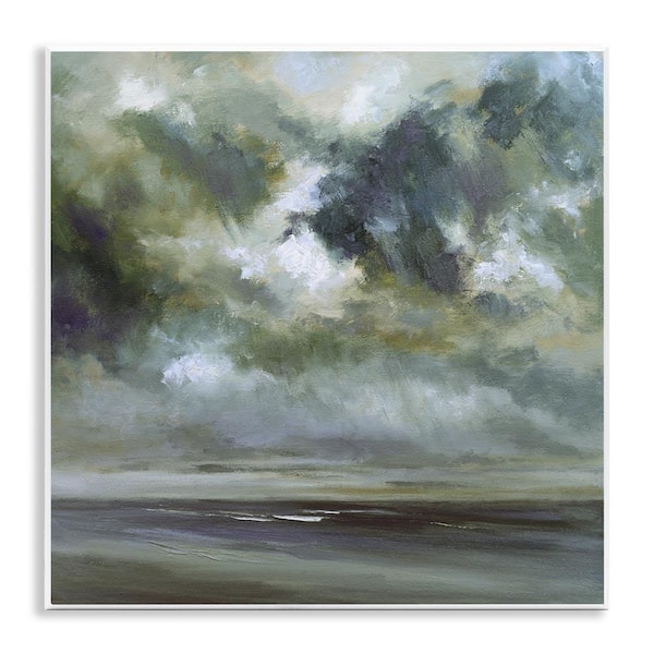 Stupell Industries Grey Clouds over Beach by Sheila Finch Unframed Nature Graphic Art Print 12 in. x 12 in.