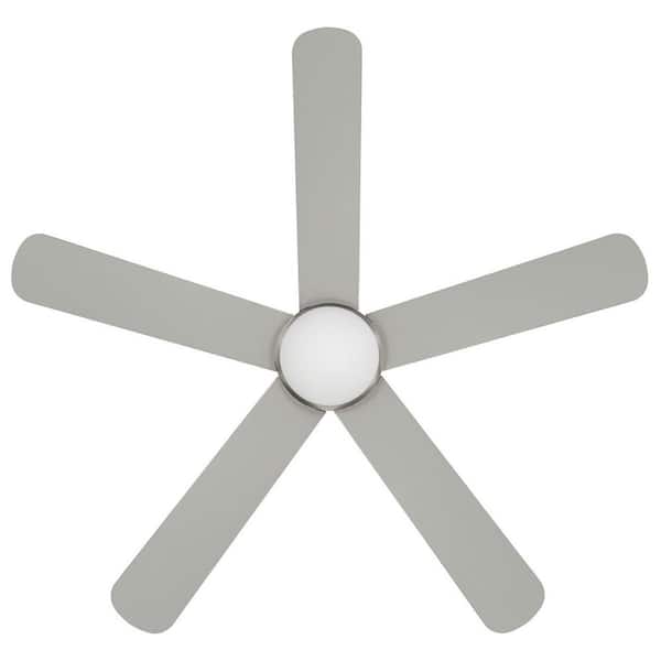 Morland 52 in. Smart Indoor/Covered Outdoor Brushed Nickel Ceiling Fan with Remote, Integrated LED Powered by Hubspace