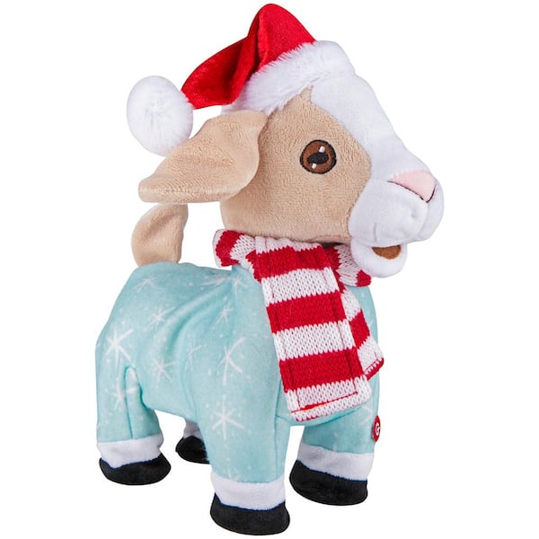 Home Accents Holiday 10.2 in. Christmas Animated Plush Baby Goat in Pajamas