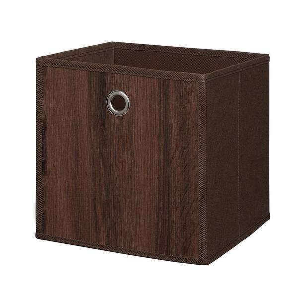 Neu Home Wood Like 10 in. x 10 in. Brown Fabric Storage Bin (2-Pack)