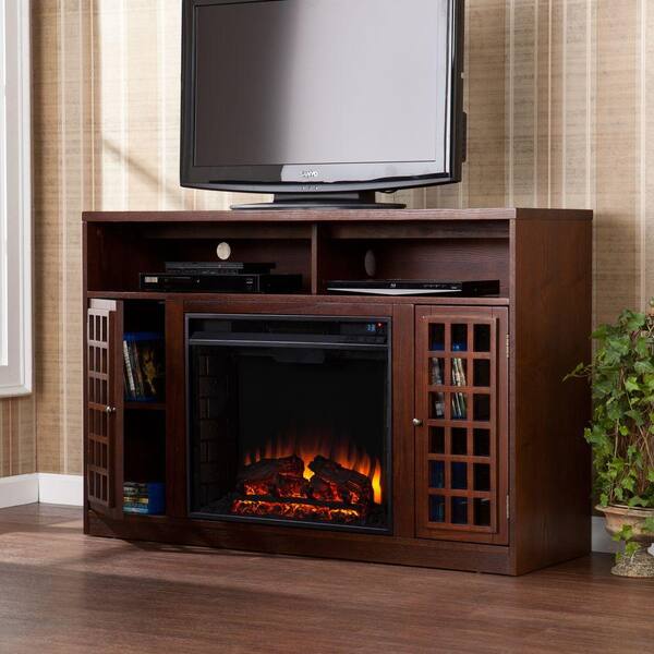 Southern Enterprises Amelia 48 in. Freestanding Media Electric Fireplace TV Stand in Espresso