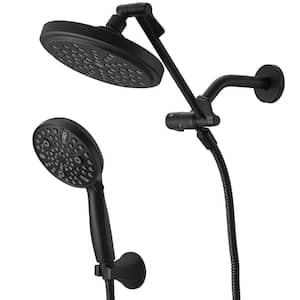 Rainfull 8-Spray Patterns Dual Wall Mount Shower Heads and Handheld Shower Head 2.5 GPM in Matte Black