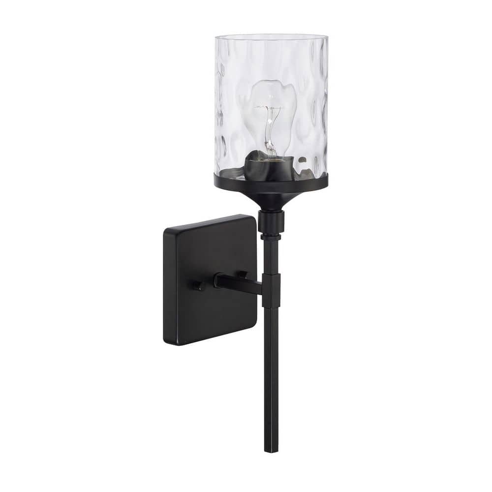 Colton 5 in. 1-Light Clear Water Glass Sconce in Matte Black price history on PriceWatchPro