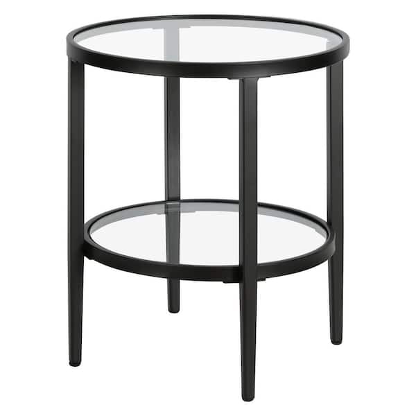 Meyer&Cross Hera 20 in. Blackened Bronze Round Glass Top End Table