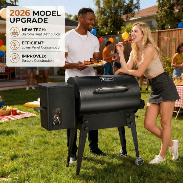 456 sq. in. Wood Pellet Grill and Smoker BBQ with PID Auto Temperature Control, Folding Legs for Patio or RV in Black