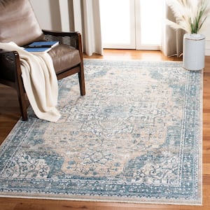 Victoria Blue/Gray 4 ft. x 6 ft. Floral Distressed Area Rug