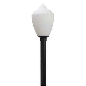 Flame Tip Acorn 1-Light Black Post Mount Walkway Light with 3000K ENERGY STAR LED Lamp Fits 3 in. Dia Posts