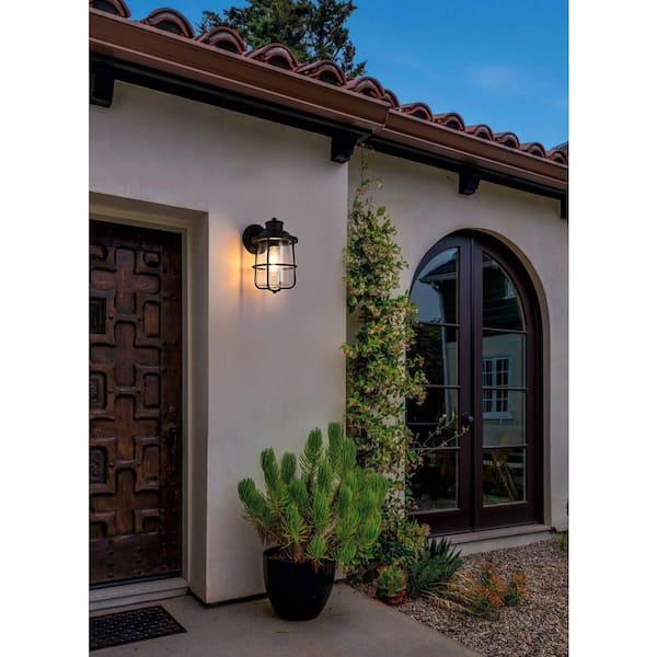 11.5 in. Black Outdoor Hardwired Wall Sconce with No Bulbs Included