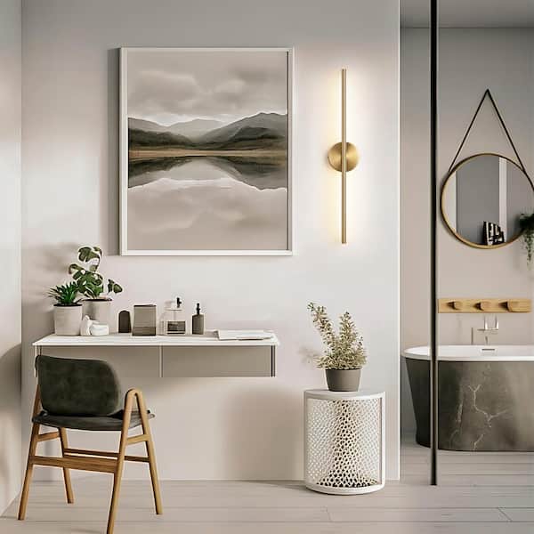 Rennnsan Aidan 1-Light Gold Linear Dimmable LED Wall Sconce WS8101