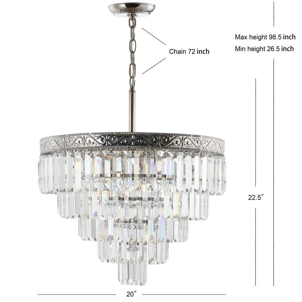 Wyatt 20" Polished Nickel 4-Light Tiered Crystal Chandelier