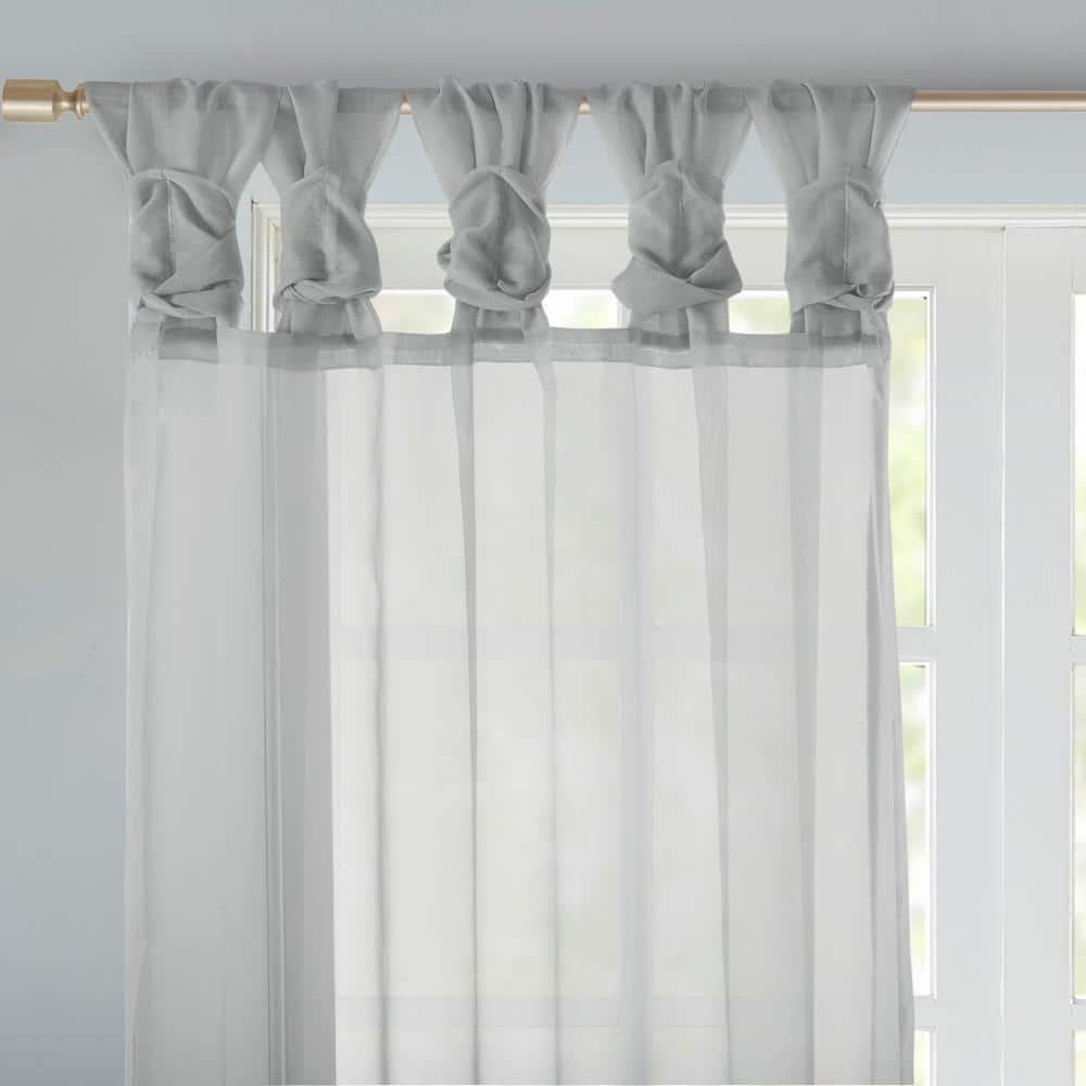 Light Grey Sheer Tab Top Ground Length Drapes