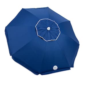 7 ft. Steel Tilt with integrated Sand Anchored Beach Umbrella in Blue