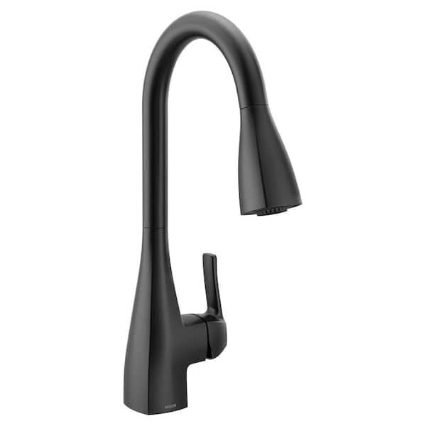 Kiran Matte Black 17 in. H Pull Down Sprayer Kitchen Faucet with 360° Spout Swivel and Reflex System