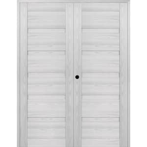 Louver 56 in. x 95.25 in. Right Active Ribeira Ash Wood Composite Double Prehung Interior Door
