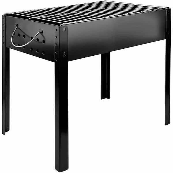 Outsunny 37.5 in. Steel Square Portable Outdoor Backyard Charcoal Barbecue  Grill in Black with Lower Shelf and Tray Storage 846-022 - The Home Depot