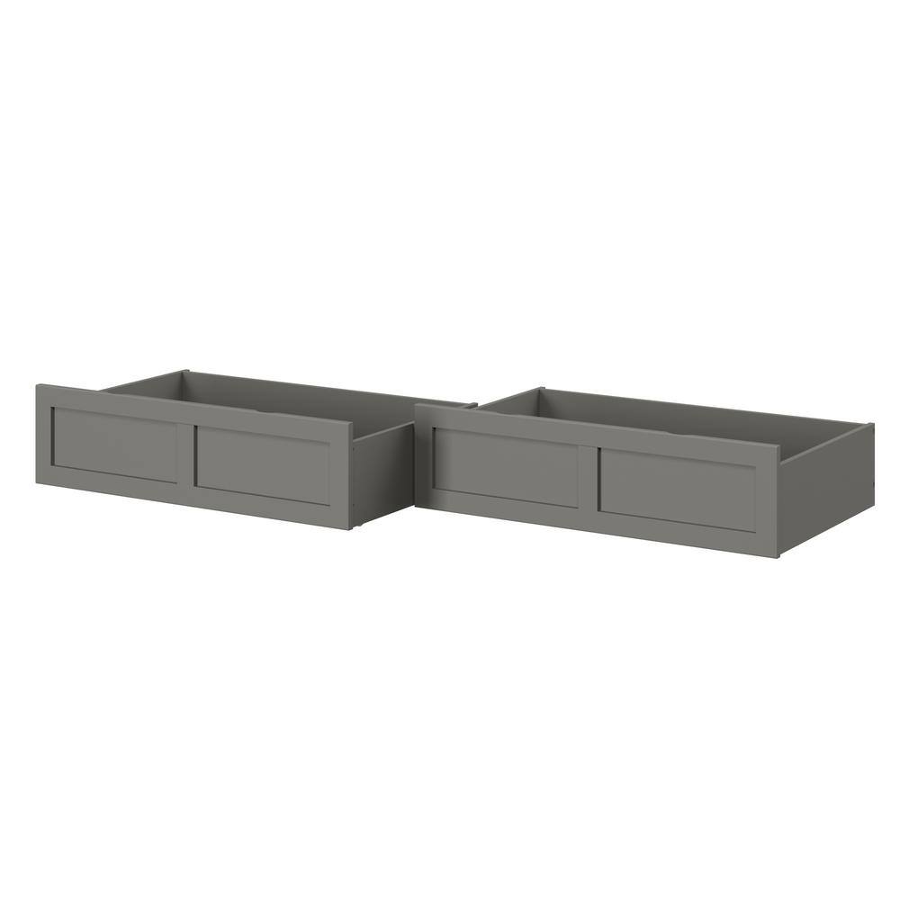 Gray Twin Solid Hardwood Underbed Storage Drawers