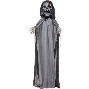 6 ft. Crab the Animated Skeleton Reaper with Moving Rib Cage, Indoor/Covered Outdoor Halloween Decoration
