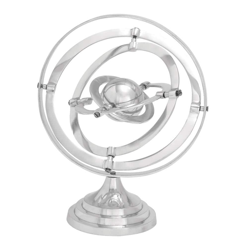 Litton Lane 15 in. Silver Aluminum Compass Armillary Decorative Globe