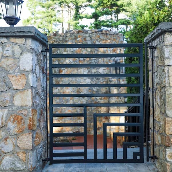 ALEKO 4 ft. x 5 ft. Florence Style Black Steel Pedestrian Fence Gate