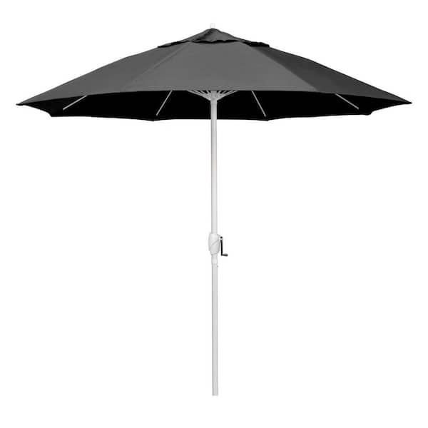 California Umbrella 9 ft. Matted White Aluminum Market Patio Umbrella Fiberglass Ribs and Auto Tilt in Zinc Pacifica Premium