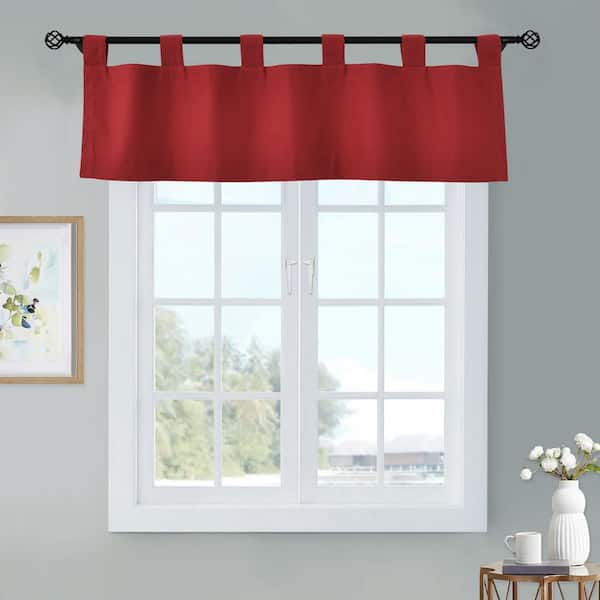 THERMALOGIC Weathermate Tab Top Burgundy Cotton Smooth 40 in. W x 15 in. L Tab Top Indoor Room Darkening Valance (1-Valance)