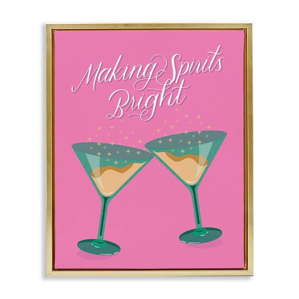 Stupell Industries Making Spirits Bright Cocktails by Hey Bre Creative Studio Gold Floater Frame Food Graphic Art Print 21 in. x 17 in.