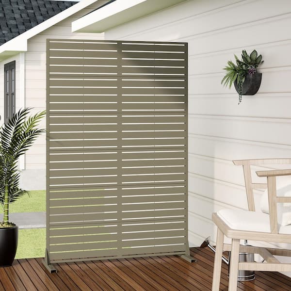 72 in. x 47 in. Outdoor Metal Privacy Screen Garden Fence in Louver Pattern in Green