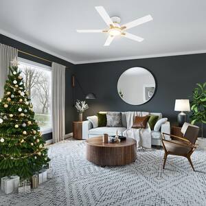 Essex 52 in. Integrated LED Indoor/Outdoor White Smart Ceiling Fan with Light and Remote, Works w/Alexa/Google Home