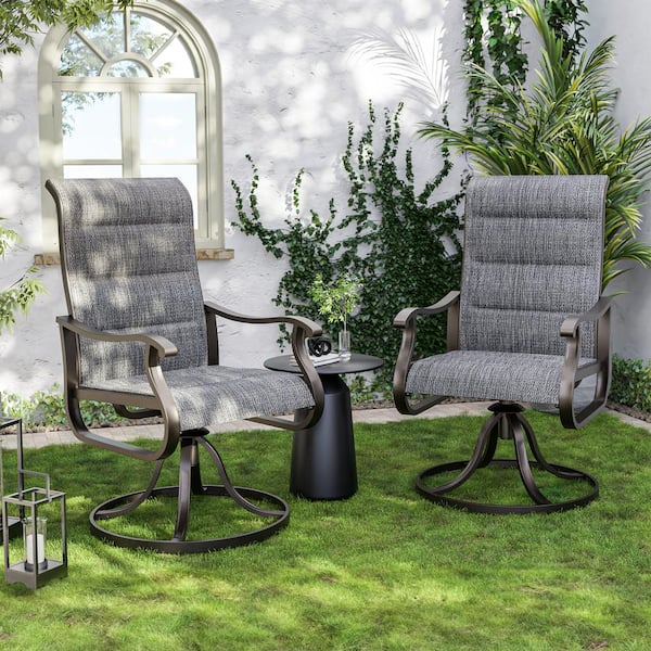 2 Gray Calhoune Teslin Fabric Outdoor Dining Armchair